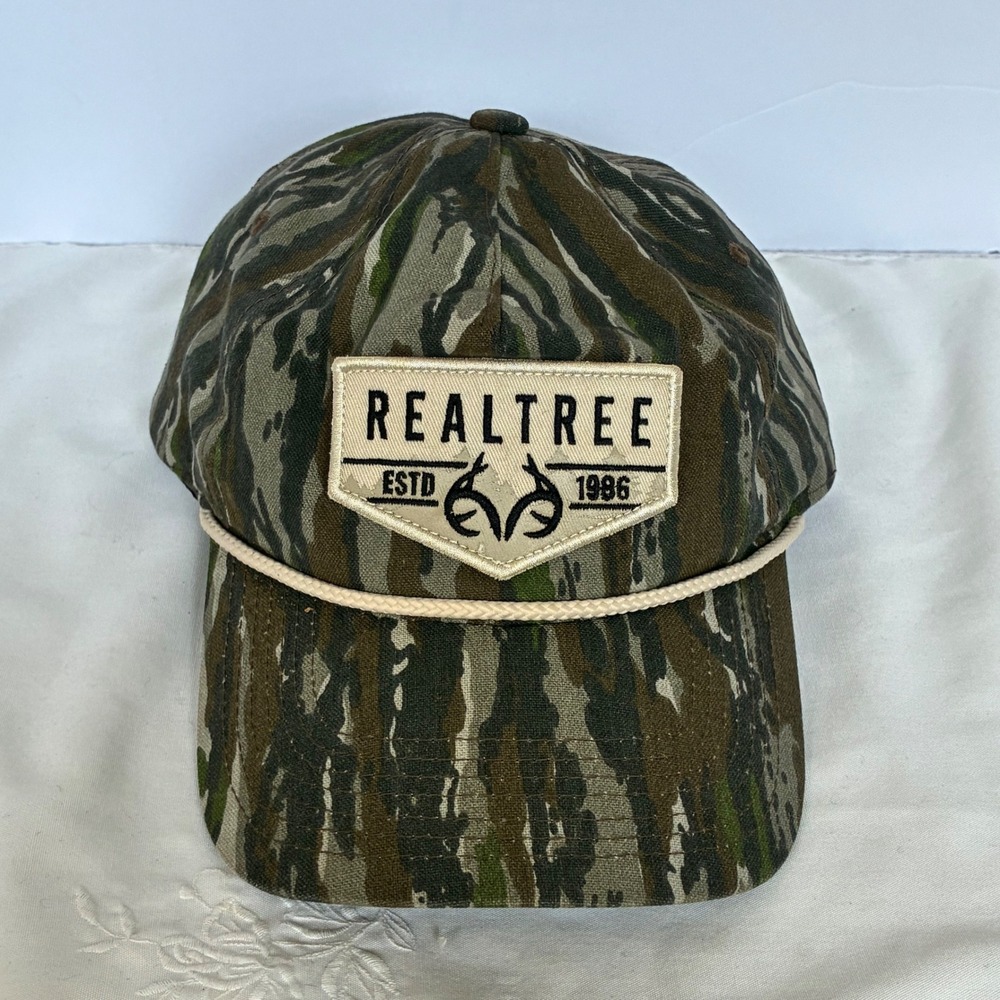 Realtree Hat Tiger Stripe Camo Snapback Rope Logo Patch Cap Hunt Outdoor Cabin
